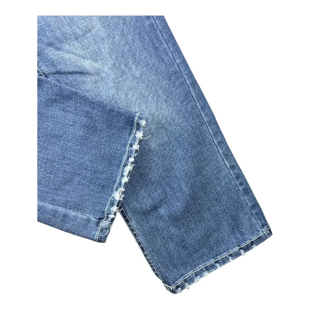 TK Axel Men's Slim Boot Cut Jeans 36x28 Medium Wash Embroidered Pockets Denim